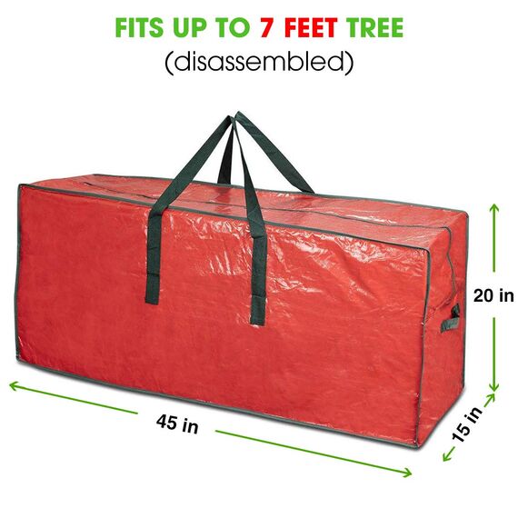 ProPik Weihnachtsbaum-Aufbewahrungstasche | passend für bis zu 2,1 m hohen zerlegten Baum | 114,3 x 38,1 x 50,8 cm | perfekter Weihnachtsbehälter mit Griffen und schlankem Reißverschluss (rot)