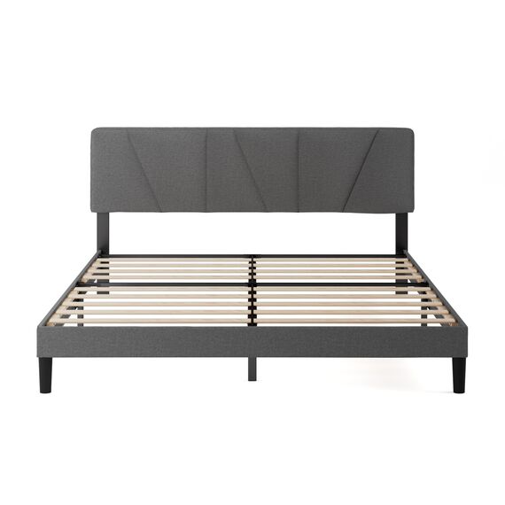 Zinus Maya Polsterbett 180x200 cm mit Kopfteil - 30 cm Hohes Bett 180x200 mit Lattenrost aus Holz - Kompakte Verpackung & Einfache Montage - Dunkelgrau