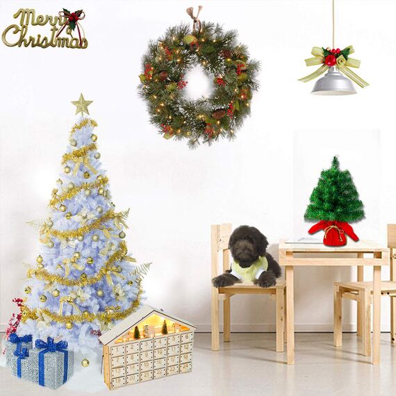 Sunnyglade Künstlicher Weihnachtsbaum, 122 cm, Weiß, 400 Spitzen, einfach zu montieren, mit Weihnachtsbaum, Metallständer für den Innen- und Außenbereich, 1,2 m