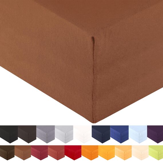 aqua-textil Royal XL Spannbettlaken Boxspringbett Wasserbett 200x220-220x240 cm Schoko braun 210g/qm Jersey Mako Baumwolle Elasthan Spannbetttuch