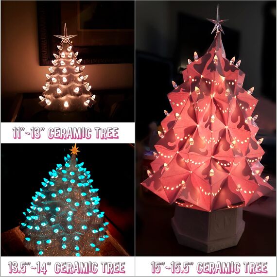 KonohaELF Keramik-Weihnachtsbaum-Ersatz-Leuchtmittel, mittelgroß, gedrehte Kunststoffklammern, Ornamente für Keramikbaum (87 Glühbirnen und 3 Sternspitzen)