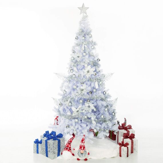 Sunnyglade Künstlicher Premium-Weihnachtsbaum, 1,8 m, Weiß, 1000 Spitzen, einfach zu montieren, mit Weihnachtsbaum-Metallständer für den Innen- und Außenbereich (1,8 m)