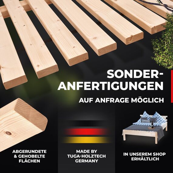 TUGA - Holztech Rollrost Lattenrost 180 x 220cm (90x220 2X) 29mm 500kg stabilster Bettrost Rolllattenrost