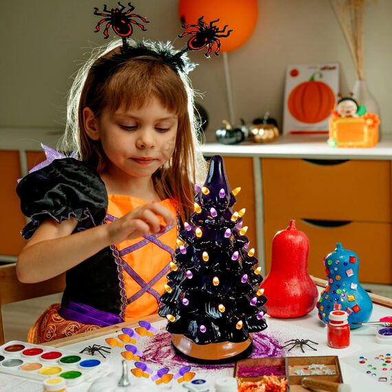 KonohaELF Keramik-Weihnachtsbaum-Ersatz-Leuchtmittel, mittelgroß, gedreht, Kunststoffklammern, Ornamente für Keramikbaum (87 Glühbirnen und 3 Sternspitzen)
