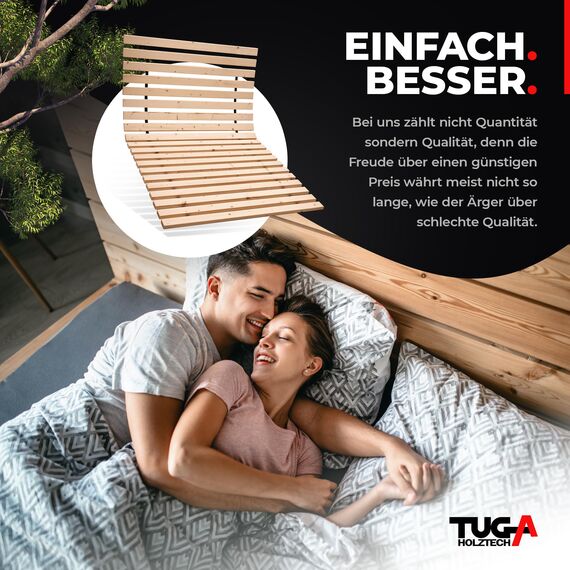TUGA - Holztech Rollrost Lattenrost 180 x 220cm (90x220 2X) 29mm 500kg stabilster Bettrost Rolllattenrost