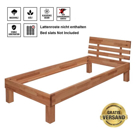 Krok Wood Massivholzbett Julia in Buche 120x220 cm