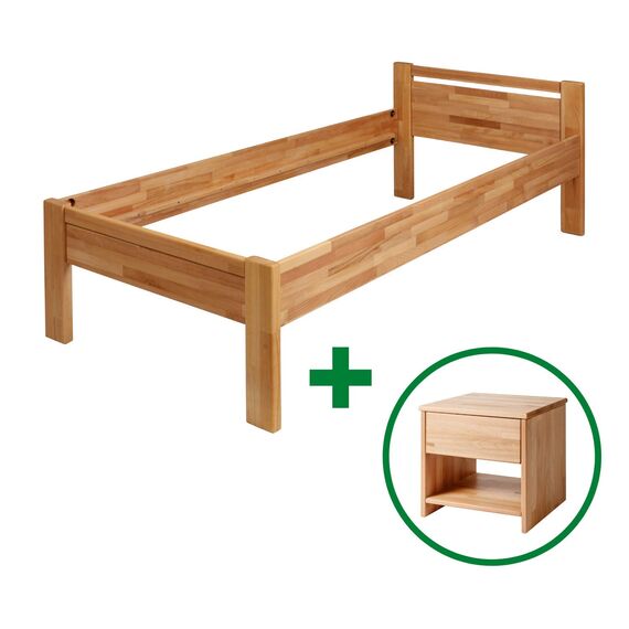 Krok Wood Seniorenbett SiSi aus Massivholz (Buche, 100 x 200 cm + Nachttisch)