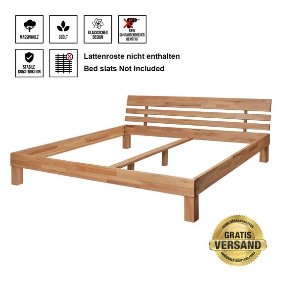 Krok Wood Massivholzbett Julia in Buche 180x220 cm