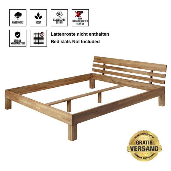 Krok Wood Massivholzbett Julia in Eiche (200 x 200 cm)