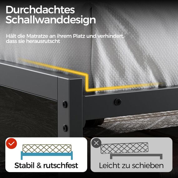 Seventable Bett 90x200 mit LED, Ladestation (2 USB-Anschlüsse & 1 Typ-C-Anschluss), Metallbett mit Gepolstertem Kopfteil & Stauraum, perfekt für Kinderzimmer, Jugendzimmer