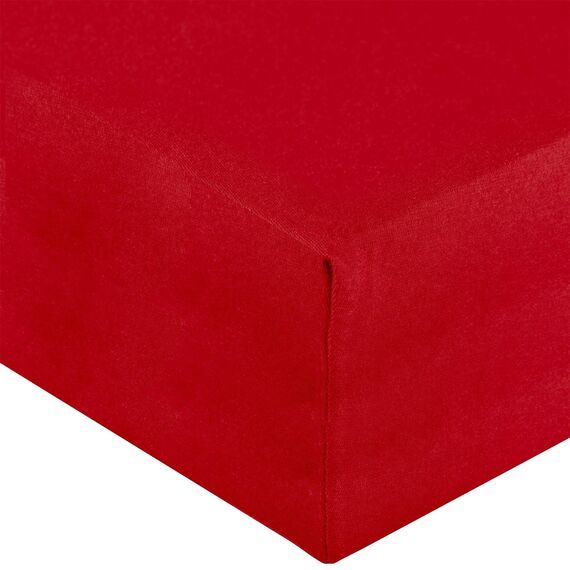 aqua-textil Royal Spannbettlaken Boxspringbett Wasserbett 90x200-100x220 cm Rubin rot 210g/qm Jersey Mako Baumwolle Elasthan Spannbetttuch