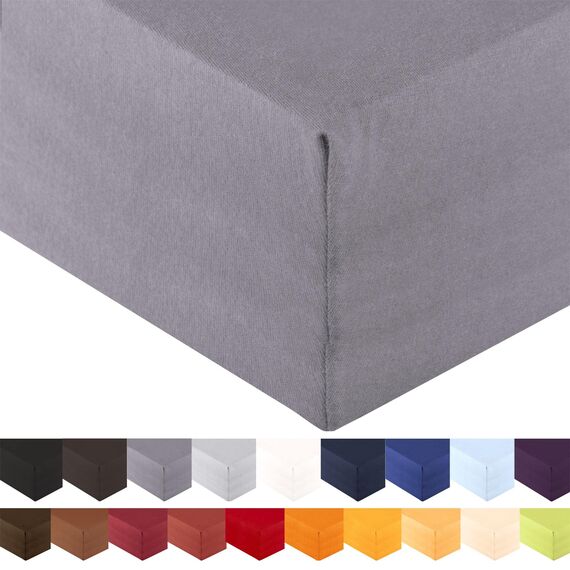 aqua-textil Royal Spannbettlaken Boxspringbett Wasserbett 120x200-130x220 cm dunkel grau 210g/qm Jersey Mako Baumwolle Elasthan Spannbetttuch