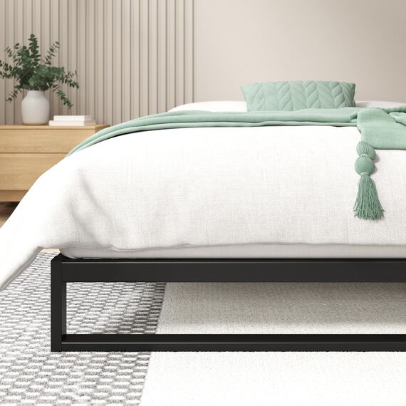 Zinus Trisha 18 cm Metallrahmenbett | Lattenrost | Holzlattenunterstützung | 180 x 200 cm | Schwarz