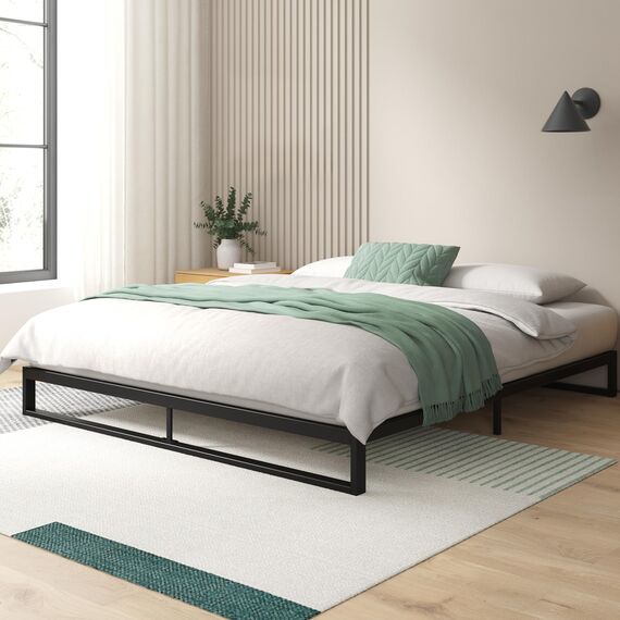 Zinus Trisha 18 cm Metallrahmenbett | Lattenrost | Holzlattenunterstützung | 180 x 200 cm | Schwarz
