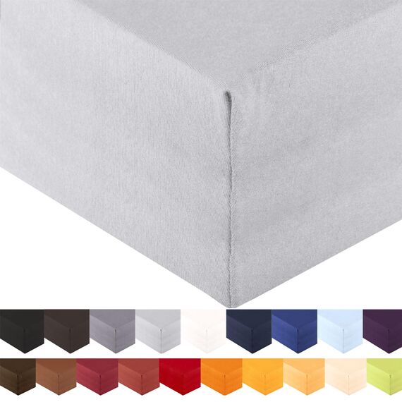aqua-textil Royal Spannbettlaken Boxspringbett Wasserbett 90x200-100x220 cm Silber grau 210g/qm Jersey Mako Baumwolle Elasthan Spannbetttuch