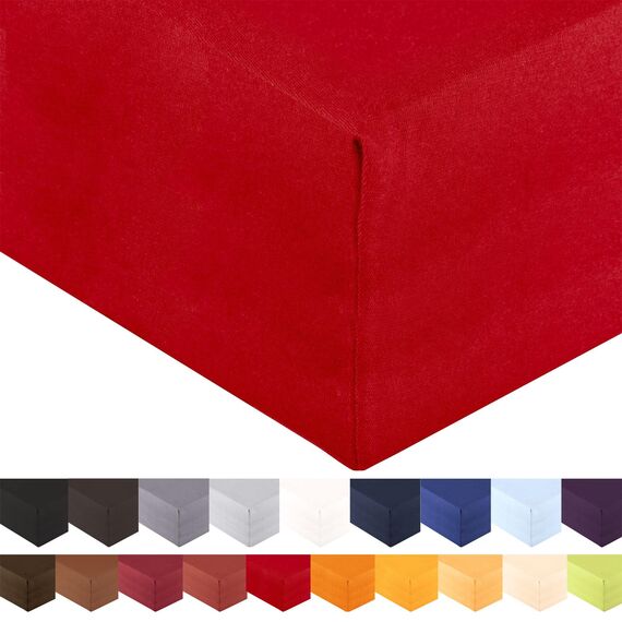 aqua-textil Royal Spannbettlaken Boxspringbett Wasserbett 120x200-130x220 cm Rubin rot 210g/qm Jersey Mako Baumwolle Elasthan Spannbetttuch