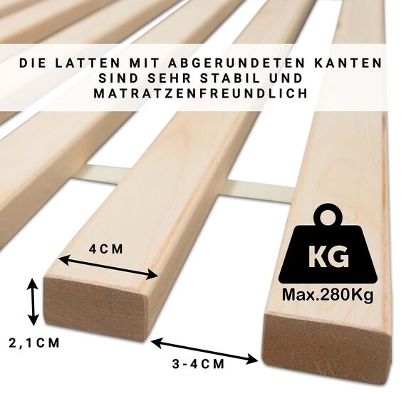 Betten-ABC Madera Rollrost XXL mit 25 extra stabilen Leisten