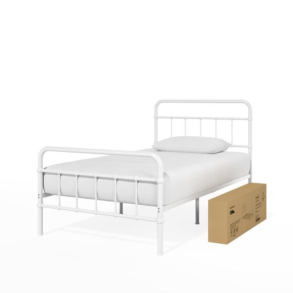 Zinus Florence Bett 90x200 cm - Höhe 30 cm mit Unterbettstauraum - Metall-Plattformbettrahmen mit Kopfteil und Fußteil - Schwarz