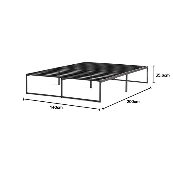 Linenspa Moderner Bettrahmen – Metallbett mit Lattenrost aus Stahl – 30 cm Stauraum unter Bestgestell – Schnelle Montage – Bett 140x200 cm, Schwarz