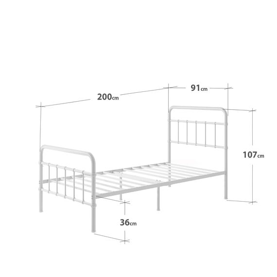 Zinus Florence Bett 90x200 cm - Höhe 30 cm mit Unterbettstauraum - Metall-Plattformbettrahmen mit Kopfteil und Fußteil - Schwarz