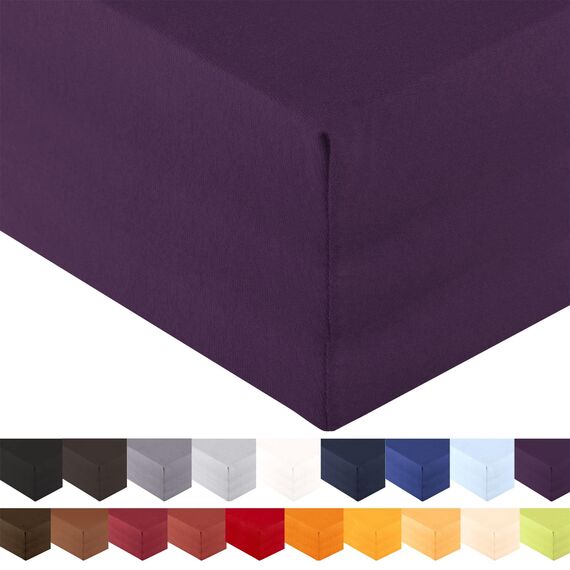 aqua-textil Royal XL Spannbettlaken Boxspringbett Wasserbett 200x220-220x240 cm lila 210g/qm Jersey Mako Baumwolle Elasthan Spannbetttuch