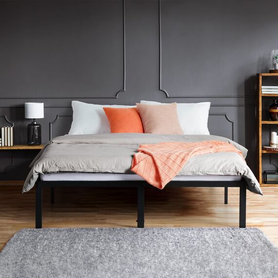 Olee sleep 35cm Stabiler Stahlbett / Stahl-Lattenrost / Anti-Rutsch-Unterstützung / Matratzenunterbau / Metallbett / Bettrahmen / Bett / 100 x 200cm / Twin XL / Schwarz / Metall