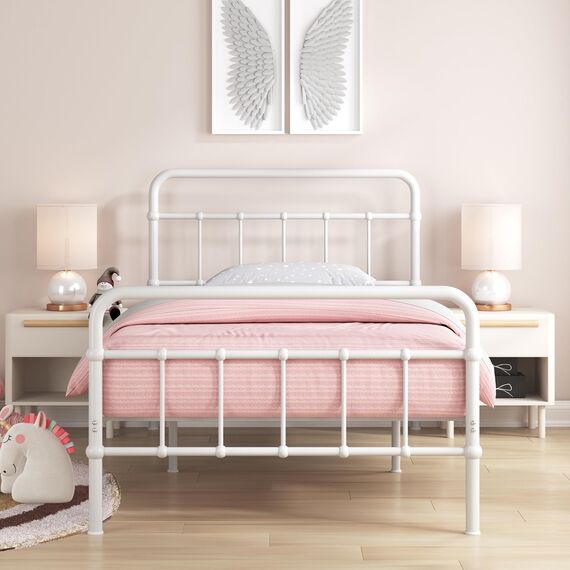 Zinus Florence Bett 90x200 cm - Höhe 30 cm mit Unterbettstauraum - Metall-Plattformbettrahmen mit Kopfteil und Fußteil - Schwarz