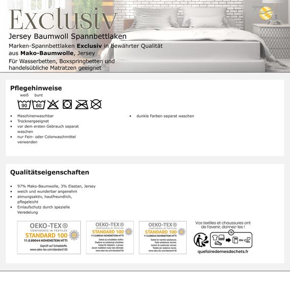 aqua-textil Exclusiv Spannbettlaken 200x220-220x240 cm Flieder Jersey Baumwolle 230g/qm Spannbetttuch Elastan Laken