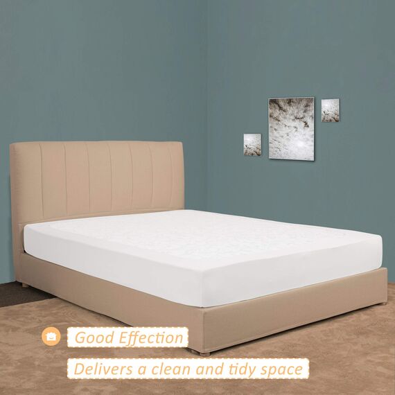 Mrs Awesome Stretch-Jersey-Boxspring-Bezug, Bettvolant-Alternative, ultraweich und knitterarm, Doppelbett/Doppelbett XL, Weiß