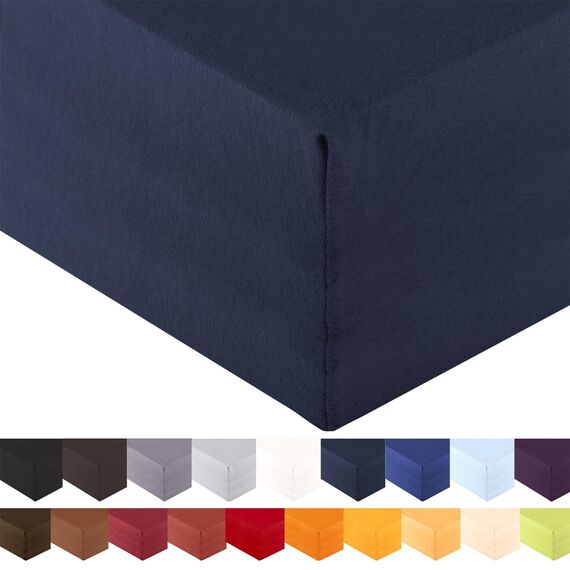 aqua-textil Royal XL Spannbettlaken Boxspringbett Wasserbett 200x220-220x240 cm dunkel blau 210g/qm Jersey Mako Baumwolle Elasthan Spannbetttuch