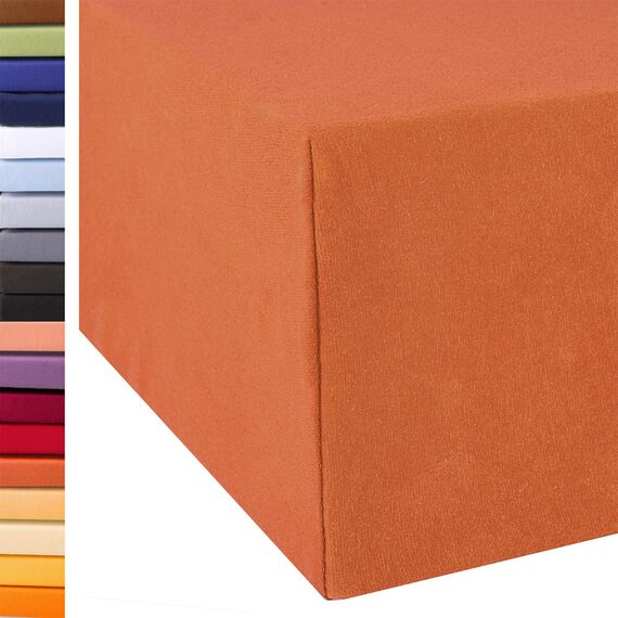 aqua-textil Exclusiv Spannbettlaken 140x200-160x220 cm terrakotta Jersey Baumwolle 230g/qm Spannbetttuch Elastan Laken