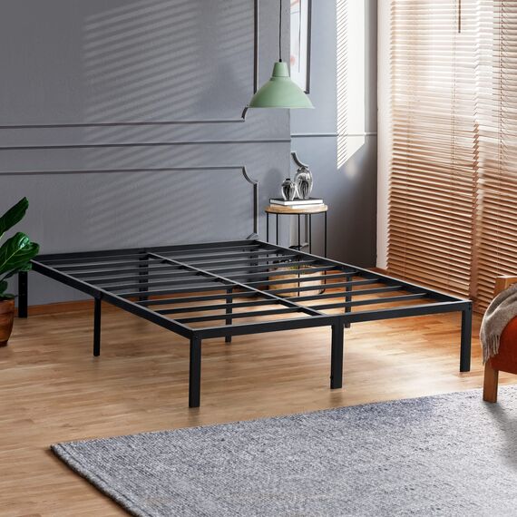 Olee sleep 35cm Stabiler Stahlbett / Stahl-Lattenrost / Anti-Rutsch-Unterstützung / Matratzenunterbau / Metallbett / Bettrahmen / Bett / 100 x 200cm / Twin XL / Schwarz / Metall