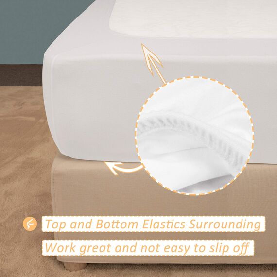 Mrs Awesome Stretch-Jersey-Boxspring-Bezug, Bettvolant-Alternative, ultraweich und knitterarm, Doppelbett/Doppelbett XL, Weiß