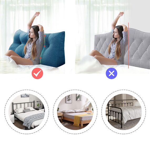 VERCART Multifunktional Bett Kopfteil Gepolstert, Dekorativ Kopfteil für Bett, Ergonomie Rückenlehne Wandkissen, Tragbar Kopfstütze Wandschutz Bett, mit Abnehmbarem Bezug Leinen 140cm