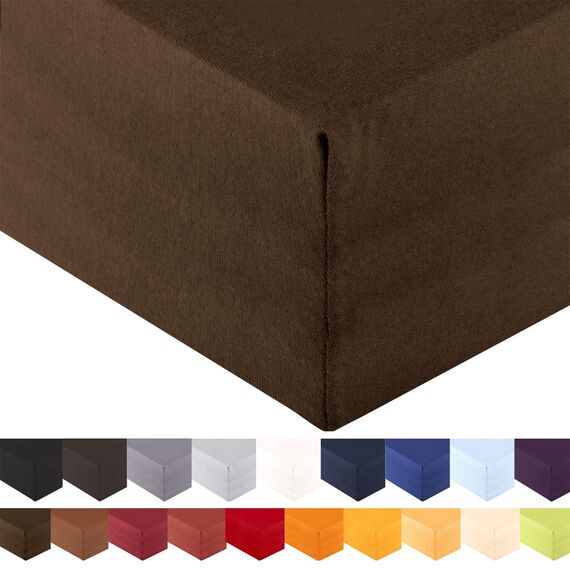 aqua-textil Royal Spannbettlaken Boxspringbett Wasserbett 180x200-200x220 cm dunkel braun 210g/qm Jersey Mako Baumwolle Elasthan Spannbetttuch