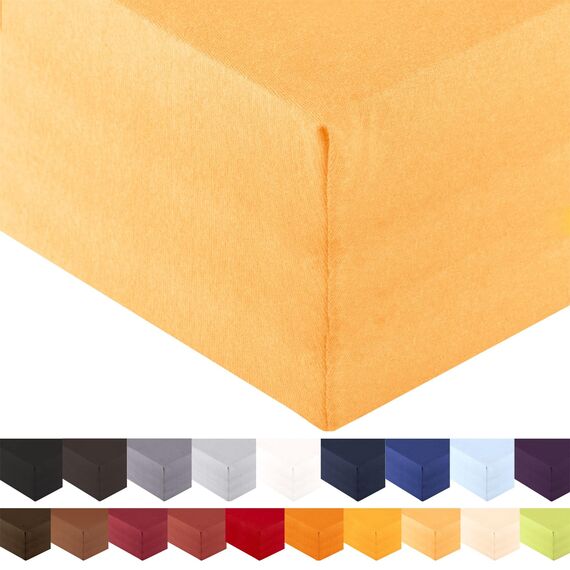 aqua-textil Royal XL Spannbettlaken Boxspringbett Wasserbett 200x220-220x240 cm Creme gelb 210g/qm Jersey Mako Baumwolle Elasthan Spannbetttuch