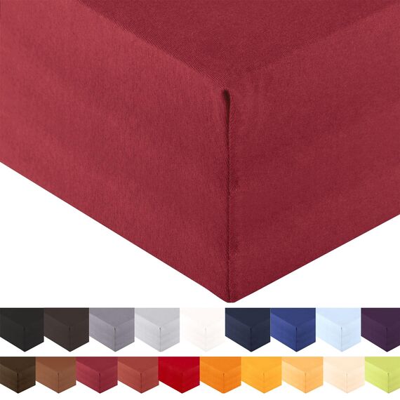 aqua-textil Royal Spannbettlaken Boxspringbett Wasserbett 140x200-160x220 cm Bordeaux rot 210g/qm Jersey Mako Baumwolle Elasthan Spannbetttuch