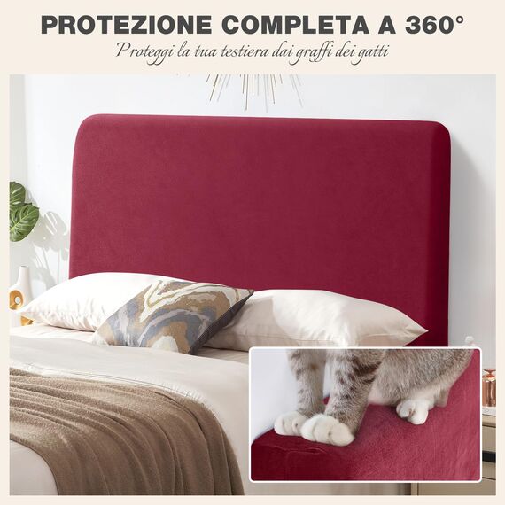 TAOCOCO Bett Kopfteil Bezug, Kopfteilbezug für Doppelbett, elastischer Kopfteilbezug, weicher Samtstoff, waschbar, All-in-One-Design, Rotwein, 150-170 cm