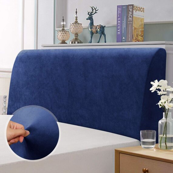 TAOCOCO Bett Kopfteil Bezug, Kopfteilbezug für Doppelbett, elastischer Kopfteilbezug, weicher Samtstoff, waschbar, All-in-One-Design, Navy blau, 150-170 cm