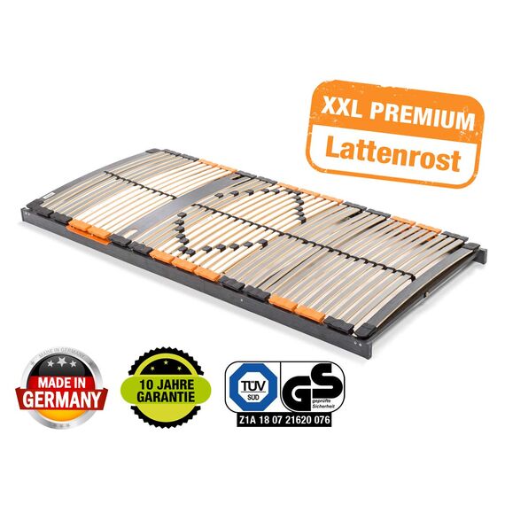 BMM Lattenrost 140x200 cm Premium XXL bis 180 kg geeignet/Fertig montiert/TÜV Zertifiziert/7 Zonen/für alle Matratzen/Höhe 10 cm/Lattenroste produziert in Deutschland