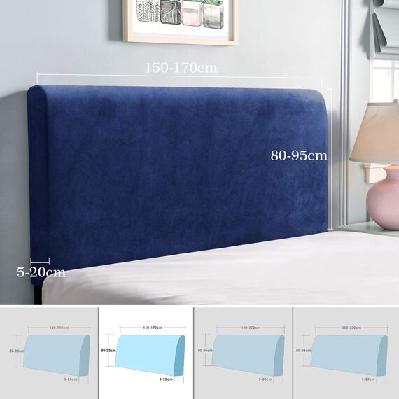 TAOCOCO Bett Kopfteil Bezug, Kopfteilbezug für Doppelbett, elastischer Kopfteilbezug, weicher Samtstoff, waschbar, All-in-One-Design, Navy blau, 150-170 cm