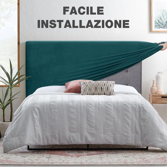 TAOCOCO Bett Kopfteil Bezug, Kopfteilbezug für Doppelbett, elastischer Kopfteilbezug, weicher Samtstoff, waschbar, All-in-One-Design, Dunkelgrün, 150-170 cm