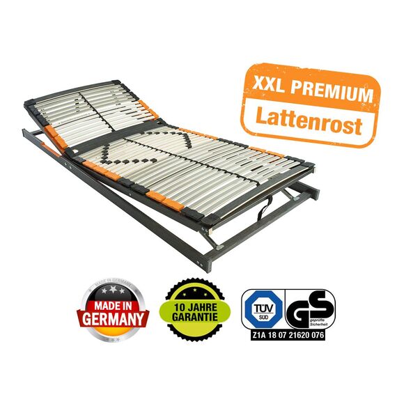 BMM Lattenrost 80x200 cm Premium XXL bis 180 kg/Kopfteil- und Fußteilverstellung/Fertig montiert/7 Zonen/für alle Matratzen/Höhe 10 cm/Lattenroste produziert in Deutschland