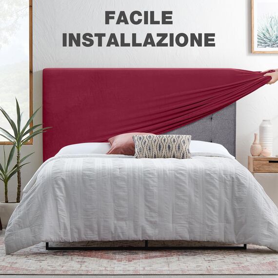 TAOCOCO Bett Kopfteil Bezug, Kopfteilbezug für Doppelbett, elastischer Kopfteilbezug, weicher Samtstoff, waschbar, All-in-One-Design, Rotwein, 150-170 cm
