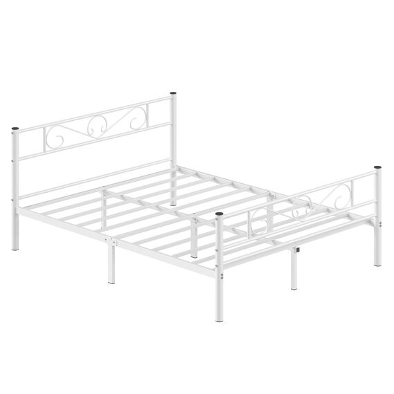 VASAGLE Bettgestell, 160 x 200 cm, mit Metallrost, für 2 Personen, aus Metall, einfache Montage, für kleine Räume, Gästezimmer, Jugendzimmer, Weiß RMB065W01