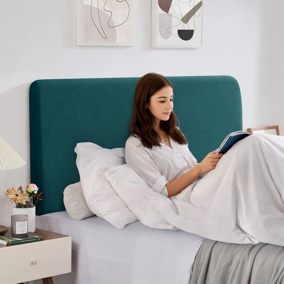 TAOCOCO Bett Kopfteil Bezug, Kopfteilbezug für Doppelbett, elastischer Kopfteilbezug, weicher Samtstoff, waschbar, All-in-One-Design, Dunkelgrün, 180-200 cm