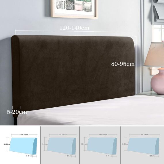 TAOCOCO Bett Kopfteil Bezug, Kopfteilbezug für Doppelbett, elastischer Kopfteilbezug, weicher Samtstoff, waschbar, All-in-One-Design, Braun, 120-140 cm