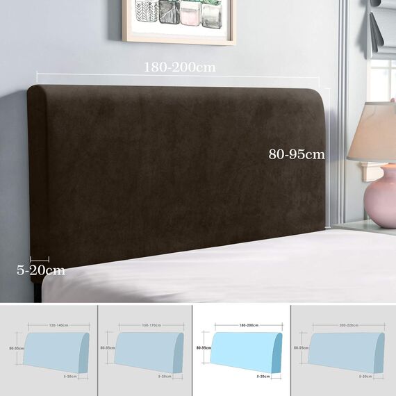 TAOCOCO Bett Kopfteil Bezug, Kopfteilbezug für Doppelbett, elastischer Kopfteilbezug, weicher Samtstoff, waschbar, All-in-One-Design, Braun, 180-200 cm
