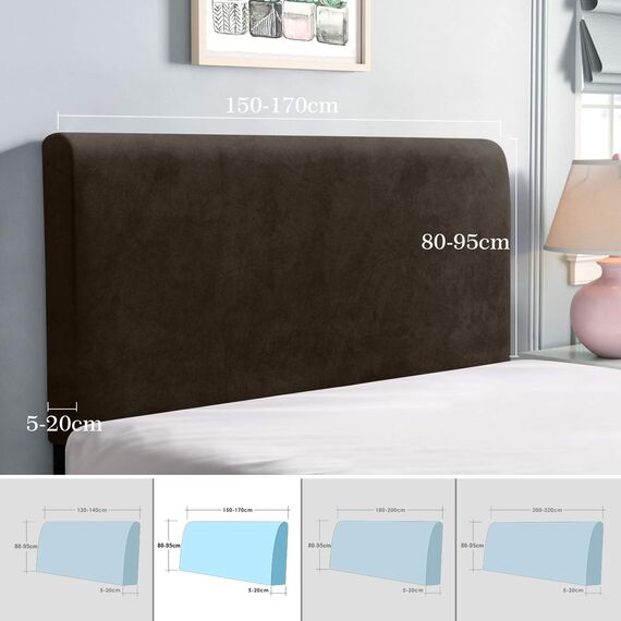 TAOCOCO Bett Kopfteil Bezug, Kopfteilbezug für Doppelbett, elastischer Kopfteilbezug, weicher Samtstoff, waschbar, All-in-One-Design, Braun, 150-170 cm
