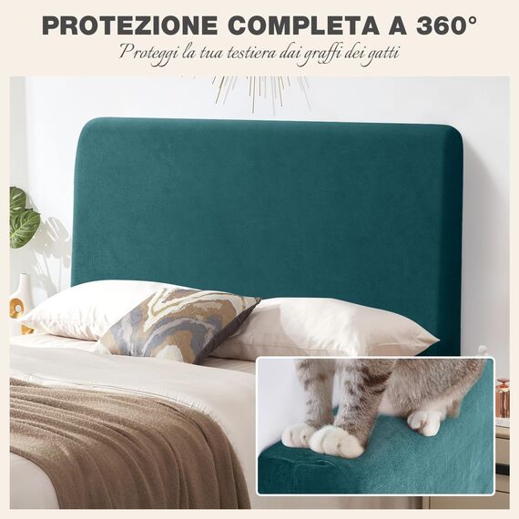 TAOCOCO Bett Kopfteil Bezug, Kopfteilbezug für Doppelbett, elastischer Kopfteilbezug, weicher Samtstoff, waschbar, All-in-One-Design, Dunkelgrün, 180-200 cm